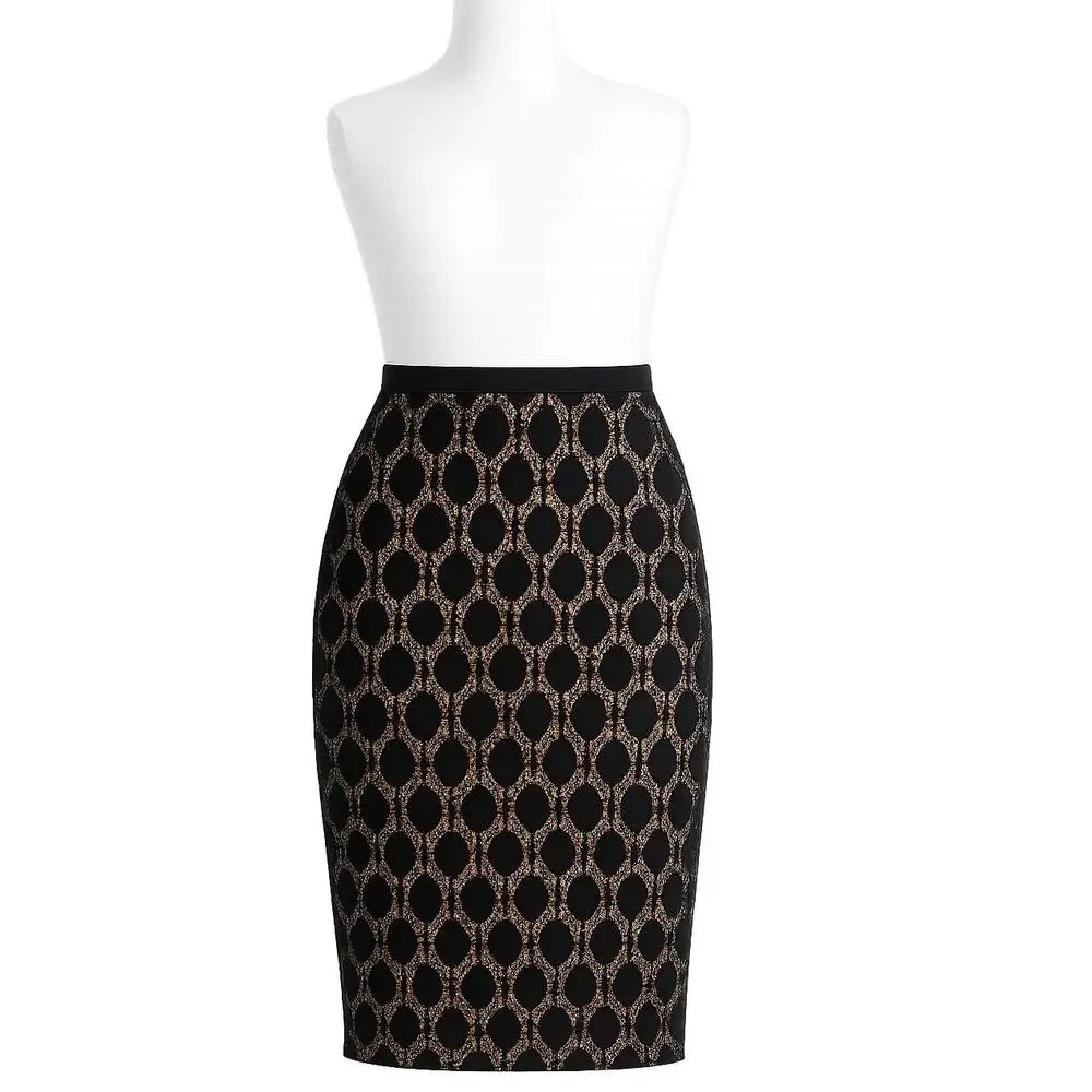 Vince Camuto Black Lace Overlay Lined Midi Pencil Skirt - Size L